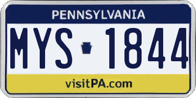 PA license plate MYS1844
