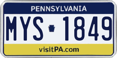 PA license plate MYS1849