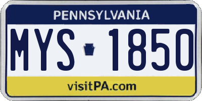 PA license plate MYS1850