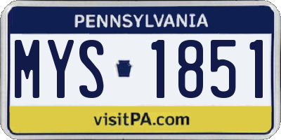 PA license plate MYS1851