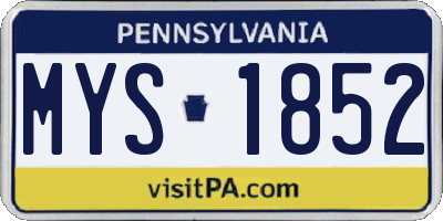 PA license plate MYS1852