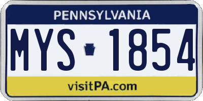 PA license plate MYS1854