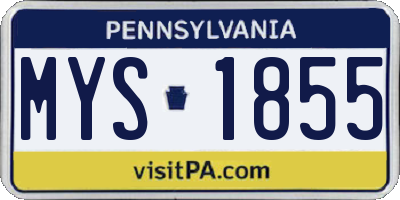 PA license plate MYS1855