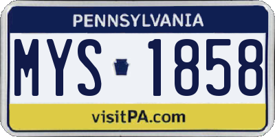 PA license plate MYS1858