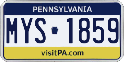 PA license plate MYS1859