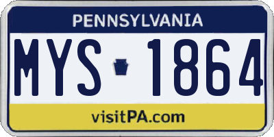 PA license plate MYS1864