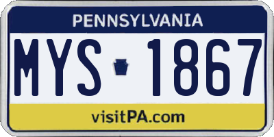 PA license plate MYS1867