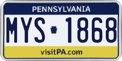 PA license plate MYS1868