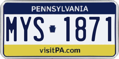 PA license plate MYS1871