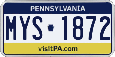 PA license plate MYS1872