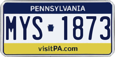 PA license plate MYS1873