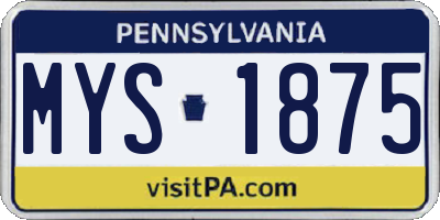 PA license plate MYS1875