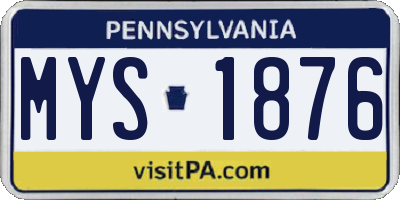PA license plate MYS1876
