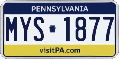 PA license plate MYS1877
