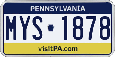 PA license plate MYS1878