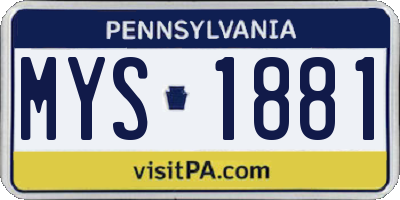 PA license plate MYS1881
