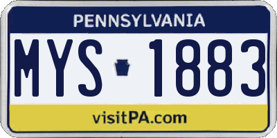 PA license plate MYS1883