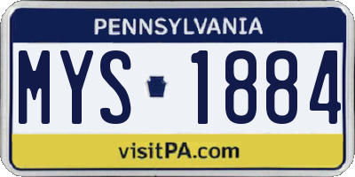 PA license plate MYS1884