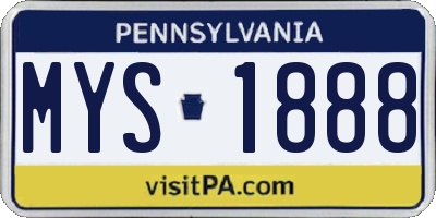 PA license plate MYS1888
