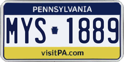 PA license plate MYS1889