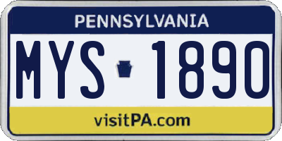 PA license plate MYS1890
