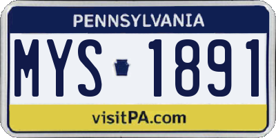 PA license plate MYS1891
