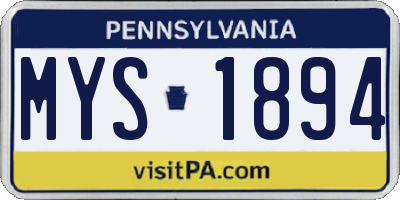 PA license plate MYS1894