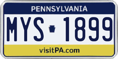 PA license plate MYS1899