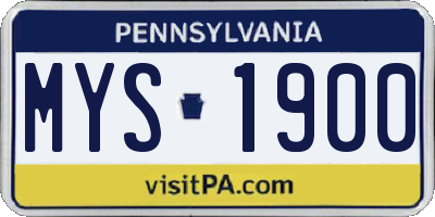 PA license plate MYS1900