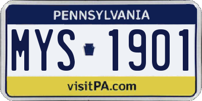 PA license plate MYS1901