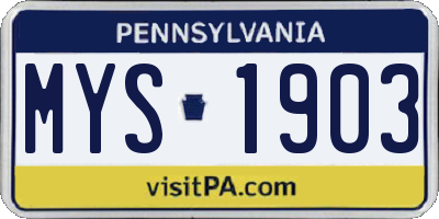 PA license plate MYS1903