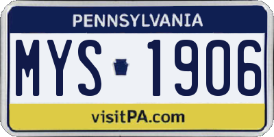 PA license plate MYS1906