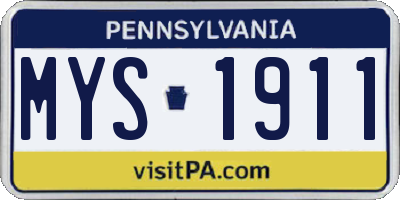 PA license plate MYS1911