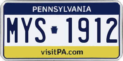 PA license plate MYS1912