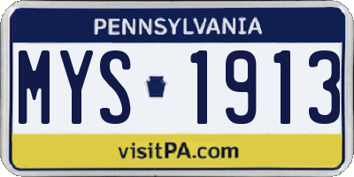 PA license plate MYS1913
