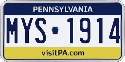 PA license plate MYS1914