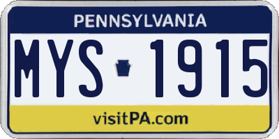 PA license plate MYS1915
