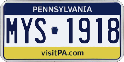 PA license plate MYS1918