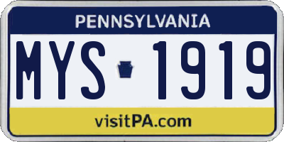 PA license plate MYS1919