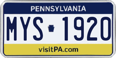 PA license plate MYS1920
