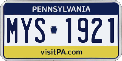 PA license plate MYS1921