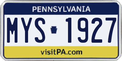 PA license plate MYS1927