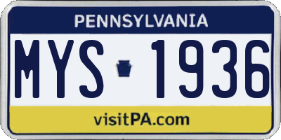 PA license plate MYS1936