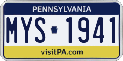 PA license plate MYS1941