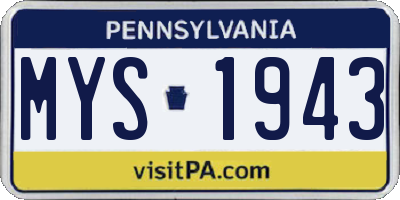 PA license plate MYS1943