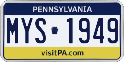 PA license plate MYS1949