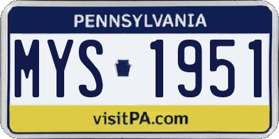 PA license plate MYS1951