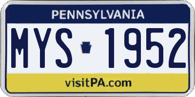 PA license plate MYS1952