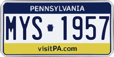 PA license plate MYS1957