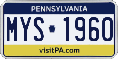 PA license plate MYS1960